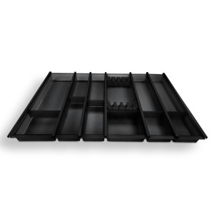 SOTECH Cuisio Besteckeinsatz Höhe 55mm Transluzent Anthrazit mit Messerblock Für Blum Legrabox 473mm Korpusbreite 800mm