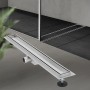 LuxeBath Duschrinne 80cm, befliesbar, extra flach, silberfarben. Doppelseitige Ausführung für Duschzubehör.