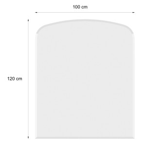 Valo Glasbodenplatte Segmentbogen, 100x120 cm, 8 mm stark, klar. Zubehör für Kamin und Ofen.