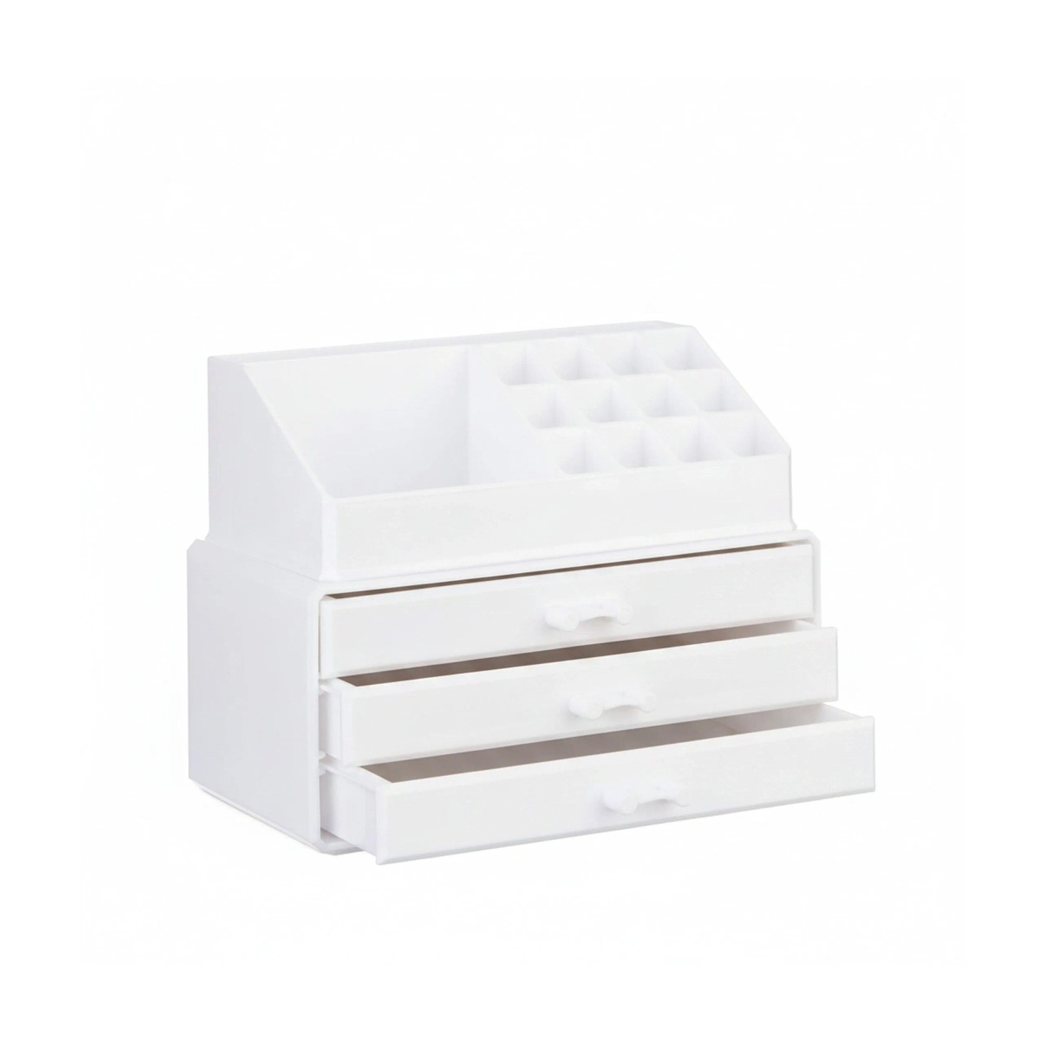 Relaxdays Make Up Organizer Acryl Weiß mit 3 Schubladen 19 cm x 23,5 cm x 14 cm 1,2 kg