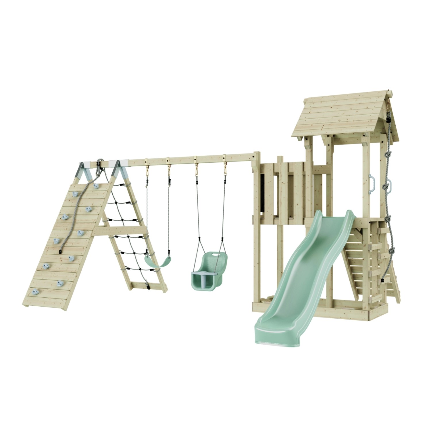 OutdoorToys Spielturm Roskilde mit Babyschaukel Mintgrün günstig online kaufen