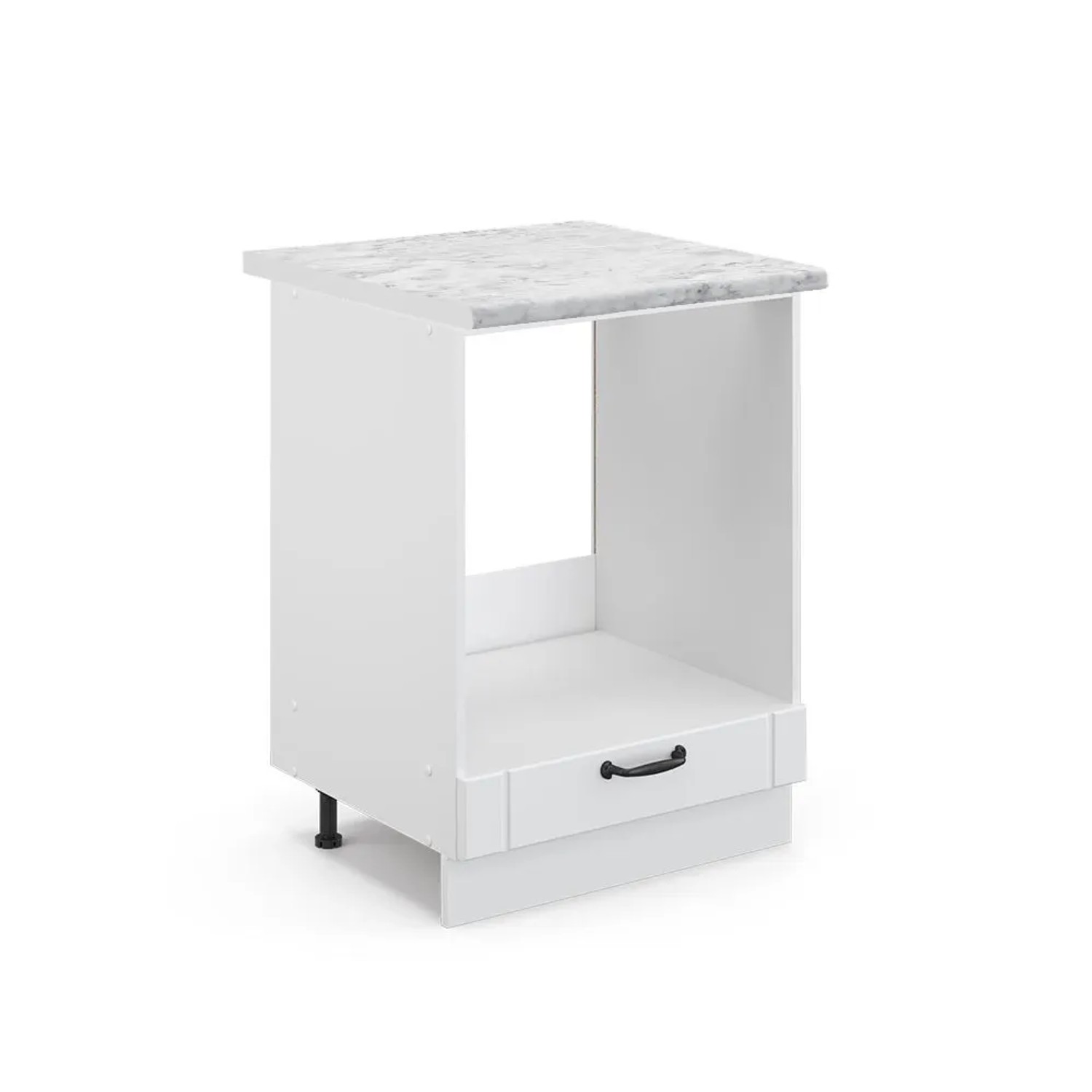Vicco Herdumbauschrank Fame-Line Herdschrank Weiß Landhaus Weiß 60 cm AP Marmor