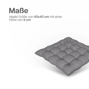 Bestlivings Stuhlkissen Lissabon, 4er Pack, hellgrau, 40x40 cm, gesteppt.