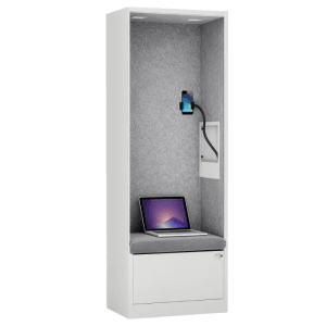 DELUKE Akustikkabine mit Schalldämmung TAGO 185x60x40cm Weiß-Grau Telefonkabine Meetingbox Telefonbox Akustikbox Bürokabine