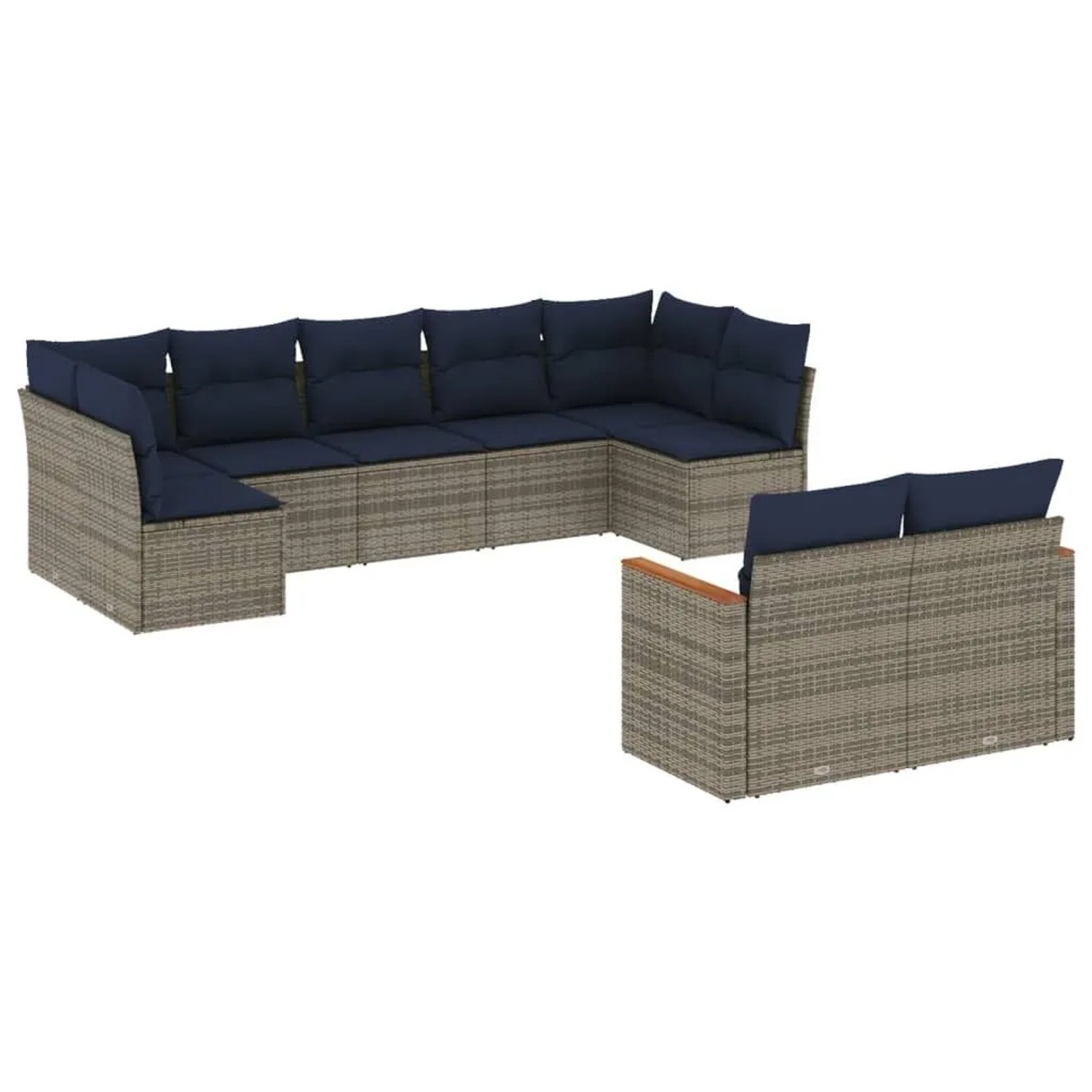 vidaXL 9-Tlg Gartensofa-Set mit Kissen Grau Polyrattan 3226292 günstig online kaufen