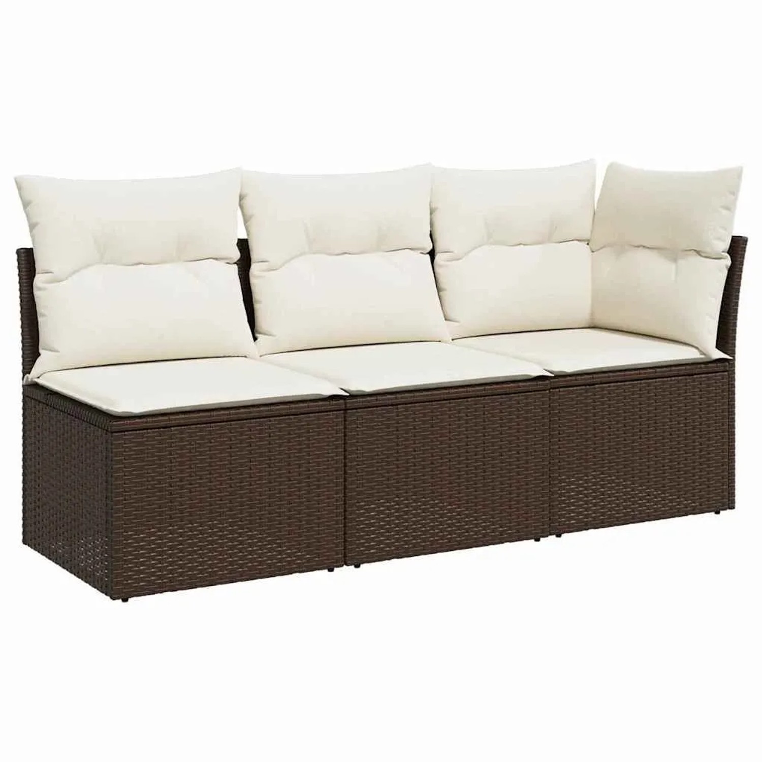 vidaXL Gartensofa mit Kissen 3-Sitzer Braun Poly Rattan 366218