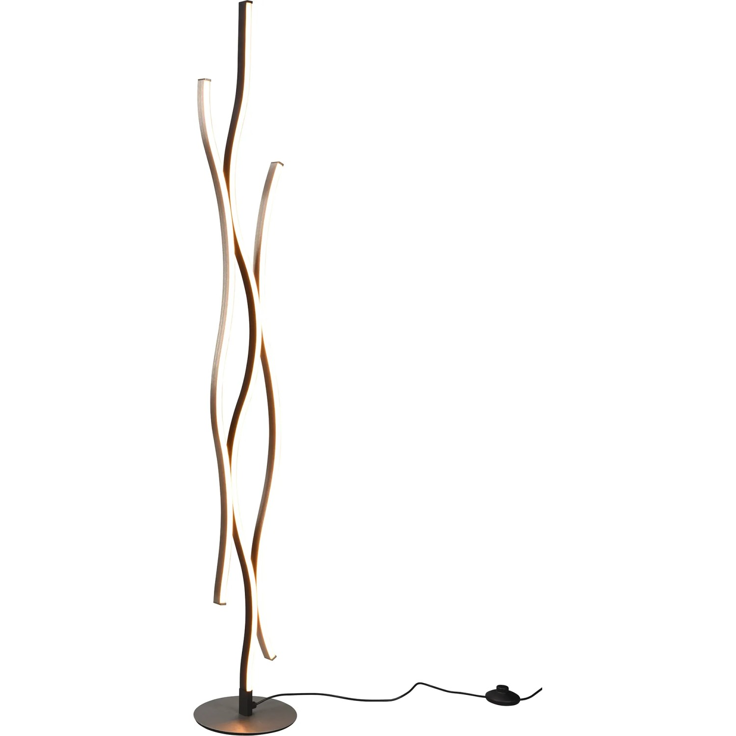 Moderne Trio LED Stehleuchte Blaze in gebürstetem Aluminium. Design-Stehlampe mit dimmbarer Lichtfarbe.