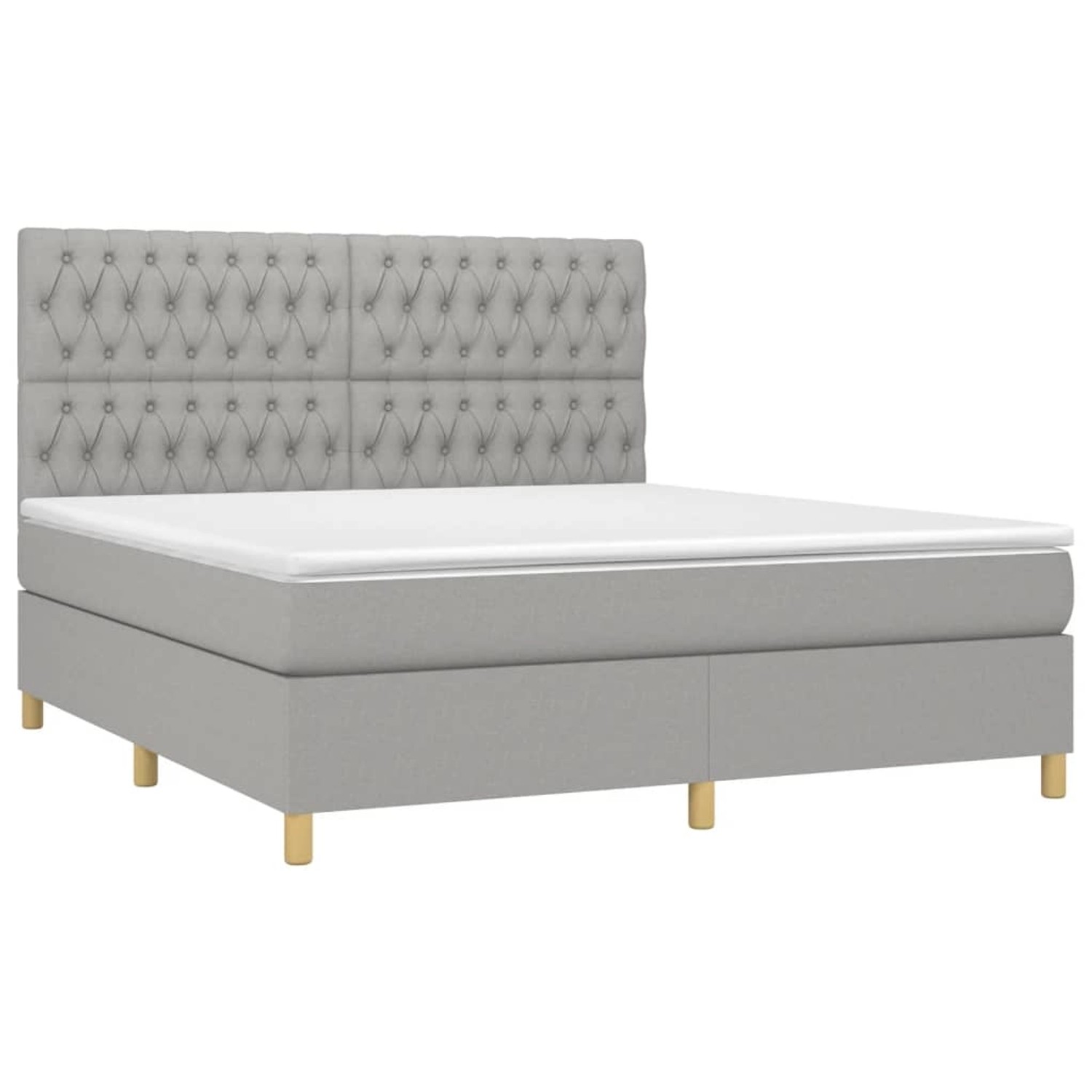 vidaXL Boxspringbett mit Matratze & LED Hellgrau 180x200 cm Stoff 3135693 günstig online kaufen