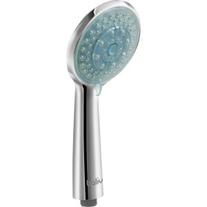 Verchromte baliv Handbrause HBR-105.40 mit blauem Duschkopf und Antikalk-Noppen.
