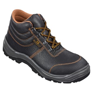 Safety&More Sicherheitsstiefel S3, schwarz-orange, Größe 43. Arbeitsschuh mit Stahlkappe und rutschfester Sohle.