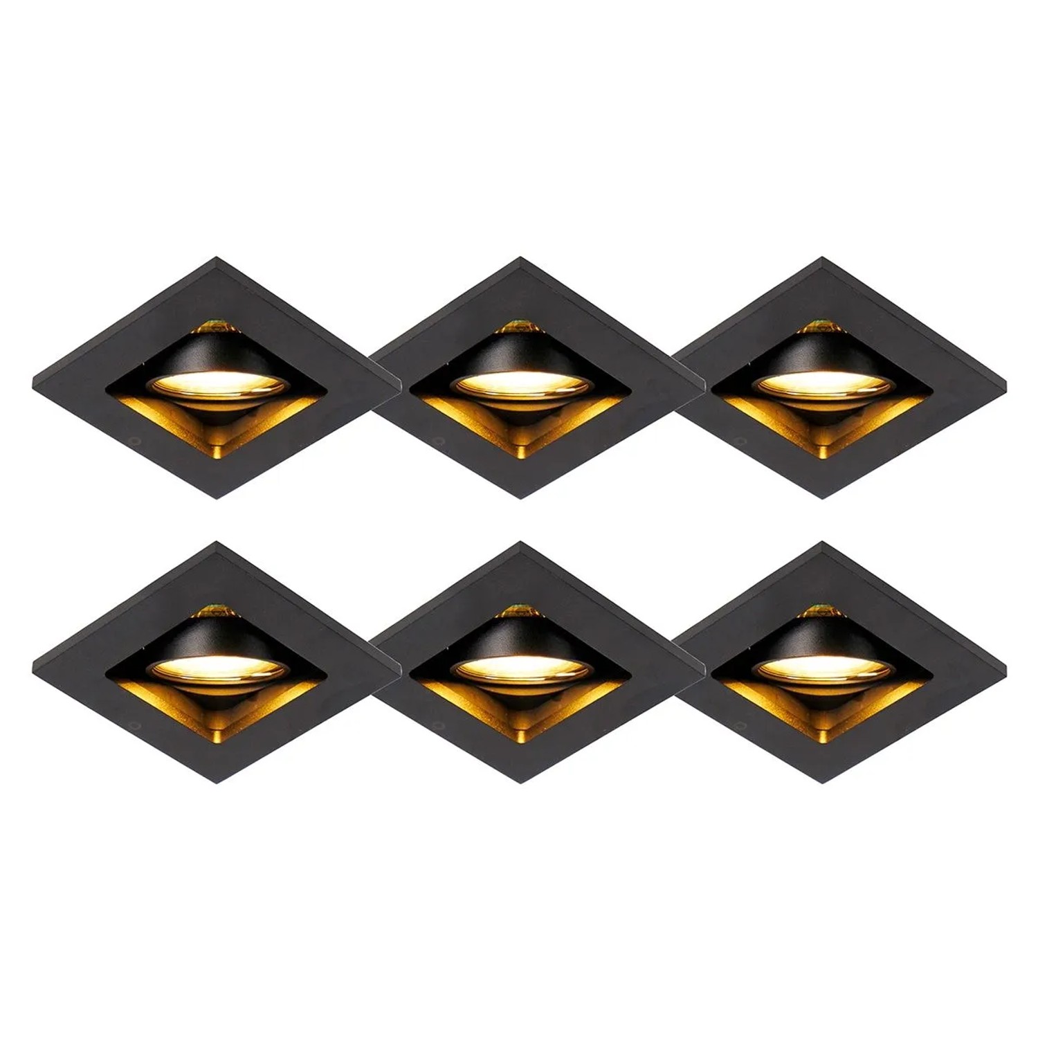 QAZQA Set mit 6 Modernen Einbaustrahlern Schwarz Verstellbar Qure