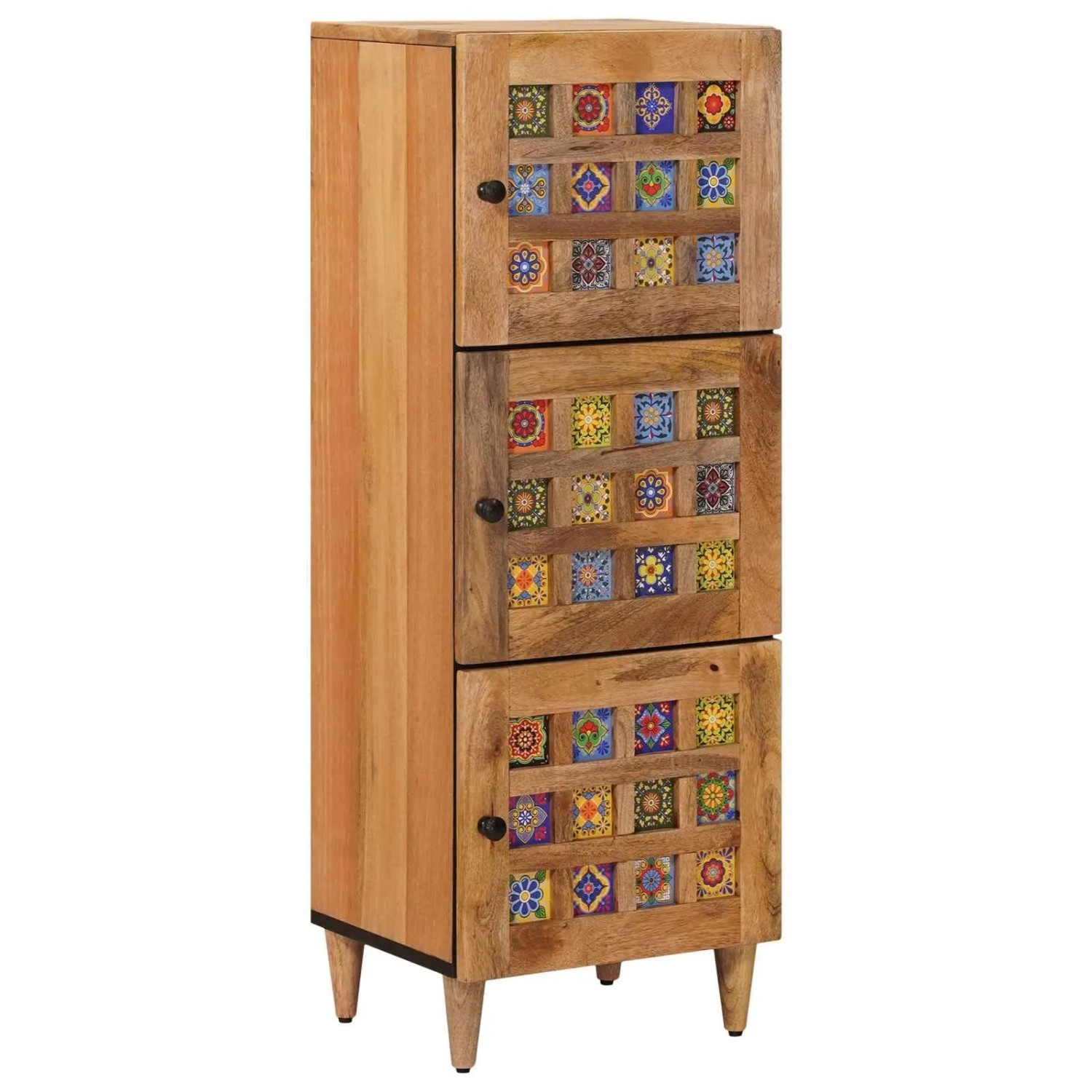 vidaXL Highboard mit Speicher Natur 40 x 33 x 110 cm Massivholz Mango 4018289