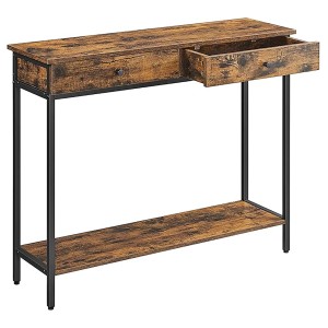 Songmics Konsolentisch Barnet 2 Schubladen Stahlgestell Braun-Schwarz