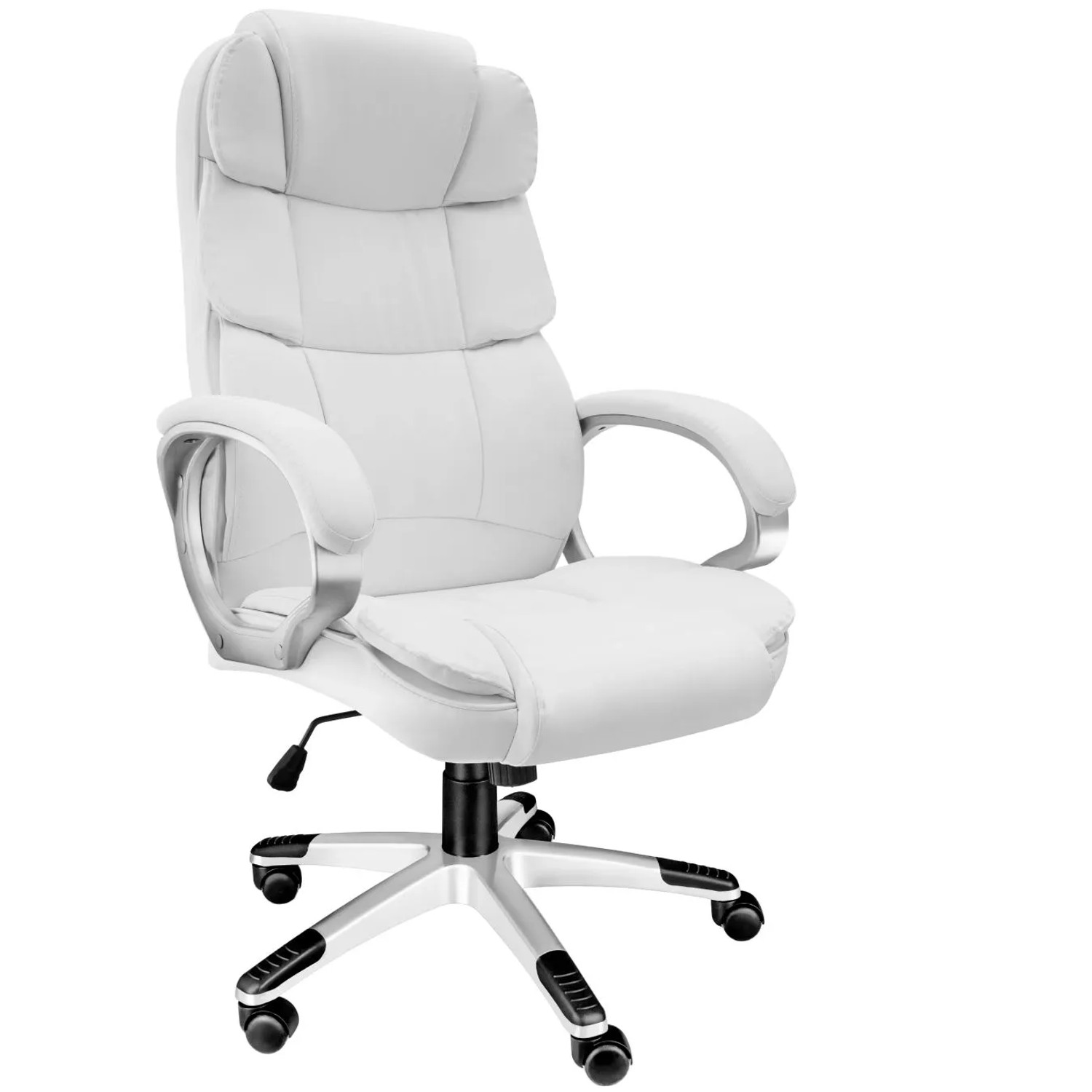 Tectake Bürostuhl Jonas 360° Drehbar und Stufenlos Höhenverstellbar Mit Gepolsterten Armlehnen  71 x 70 x 123 cm Weiß