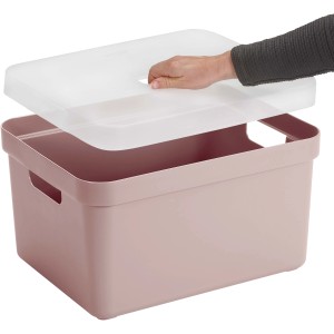 Rosa Sunware Aufbewahrungsbox Sigma Home (32 l) mit transparentem Deckel.