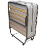 Zusammengeklapptes Veraflex Colonia Gästebett 90x200 cm mit Lattenrost und Rollen.