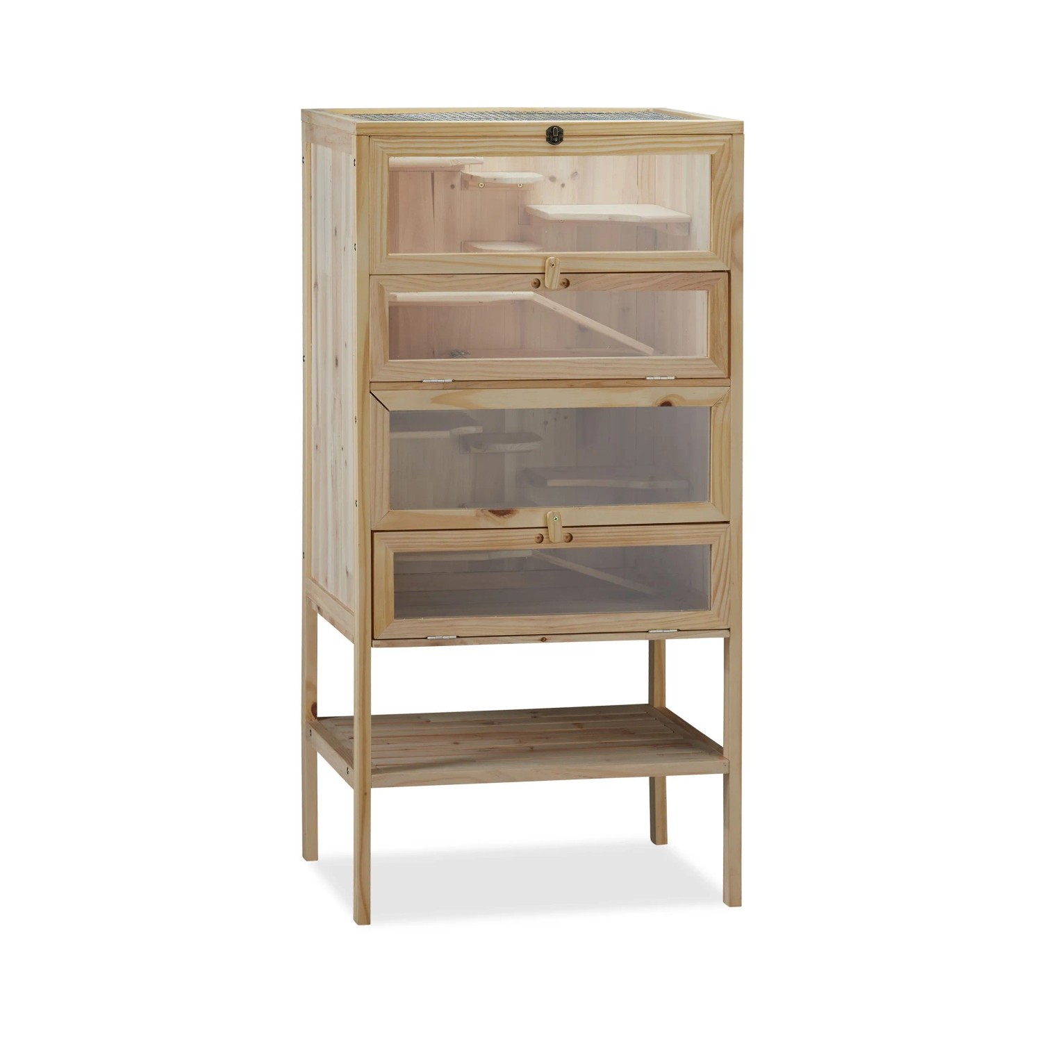 Relaxdays Hamsterkäfig Holz Schließbar mit Sichtfenstern 120 cm x 60 cm x 40 cm
