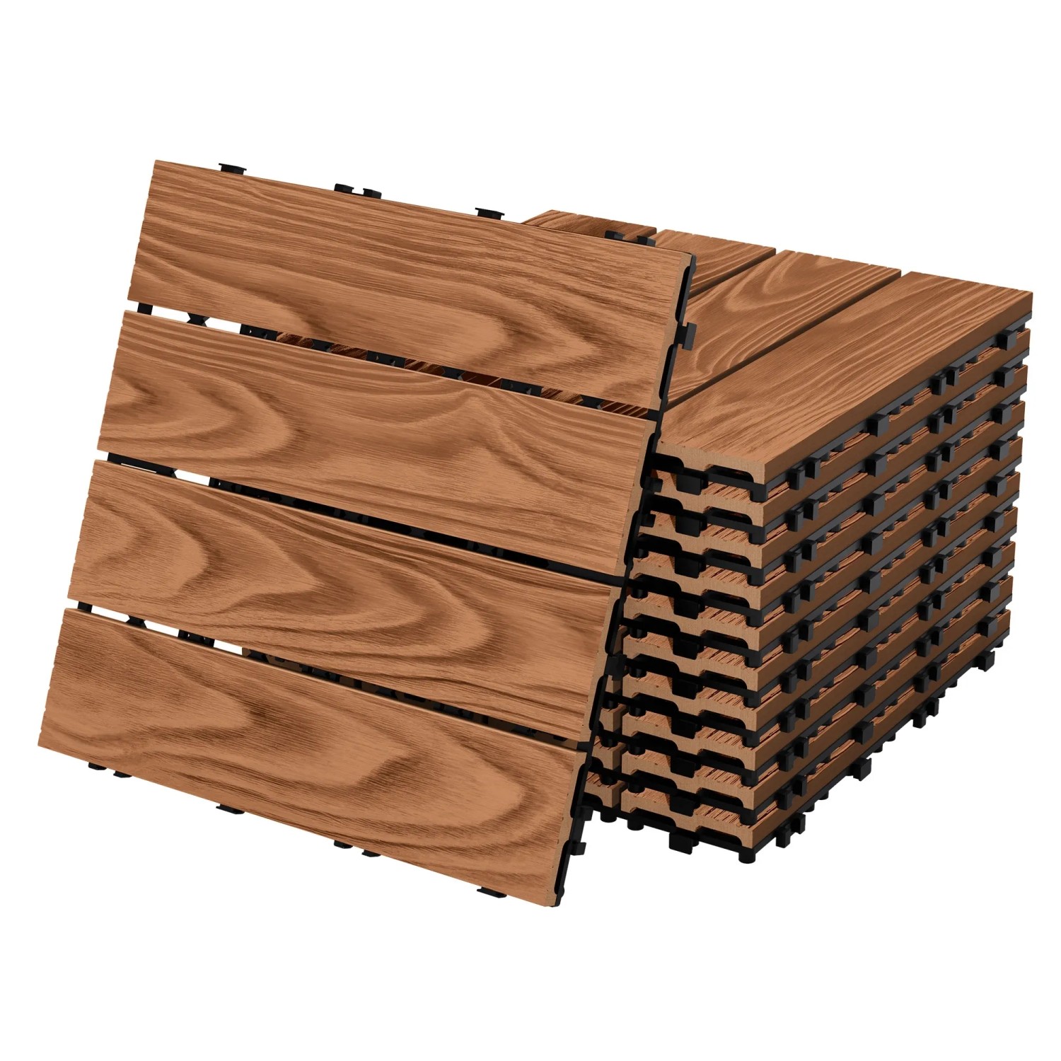 ML-Design WPC Terrassenfliesen 30x30 cm 11 Stück Hellbraun Holzoptik
