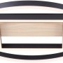 Moderne LED-Deckenleuchte Maureen in Schwarz-Holz Optik, 37x37cm, 2500 Lumen.