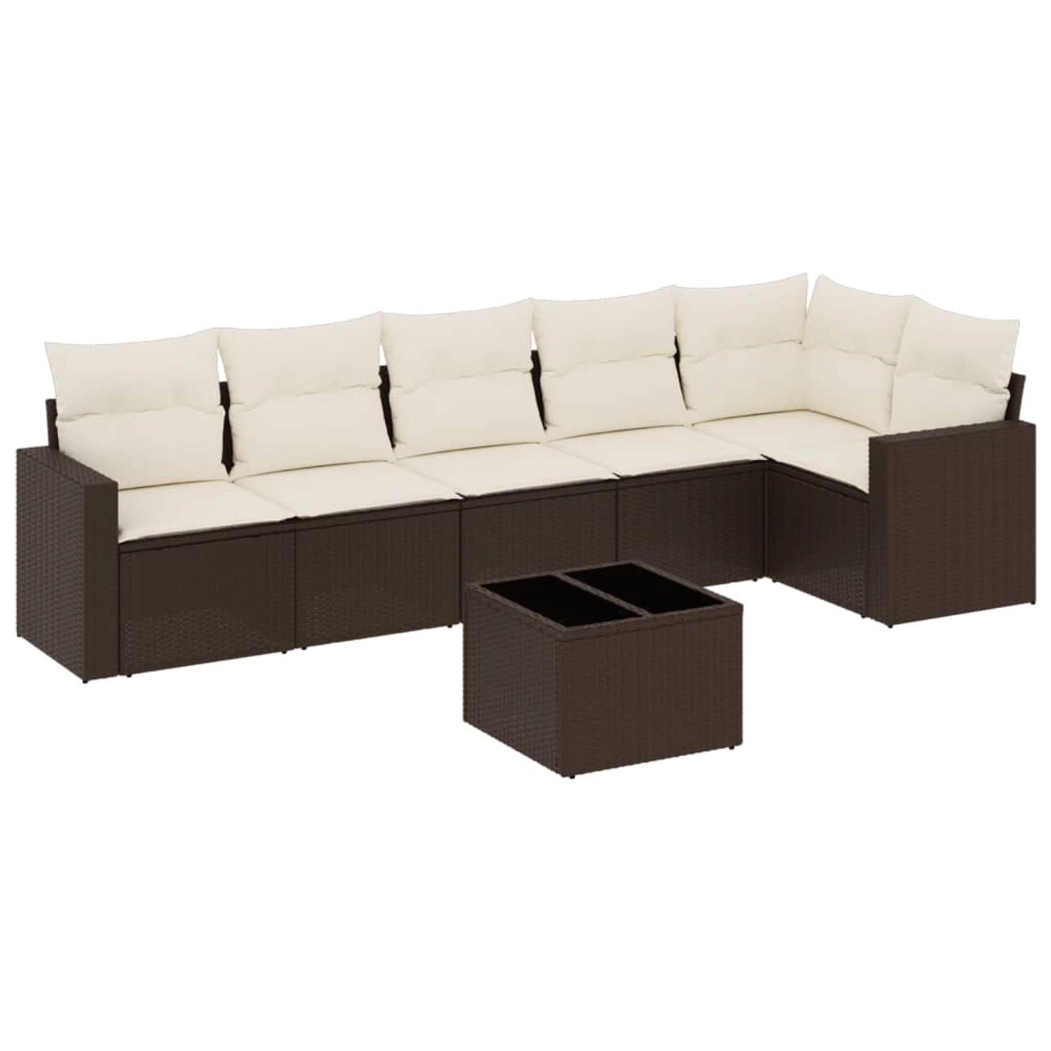 vidaXL 7-Tlg Garten-Sofagarnitur mit Kissen Braun Poly Rattan 3218993 günstig online kaufen