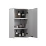 Weißer Vicco Badschrank Eliza (40x65 cm) mit offener Tür und drei Ablageflächen. Badregal für mehr Stauraum.