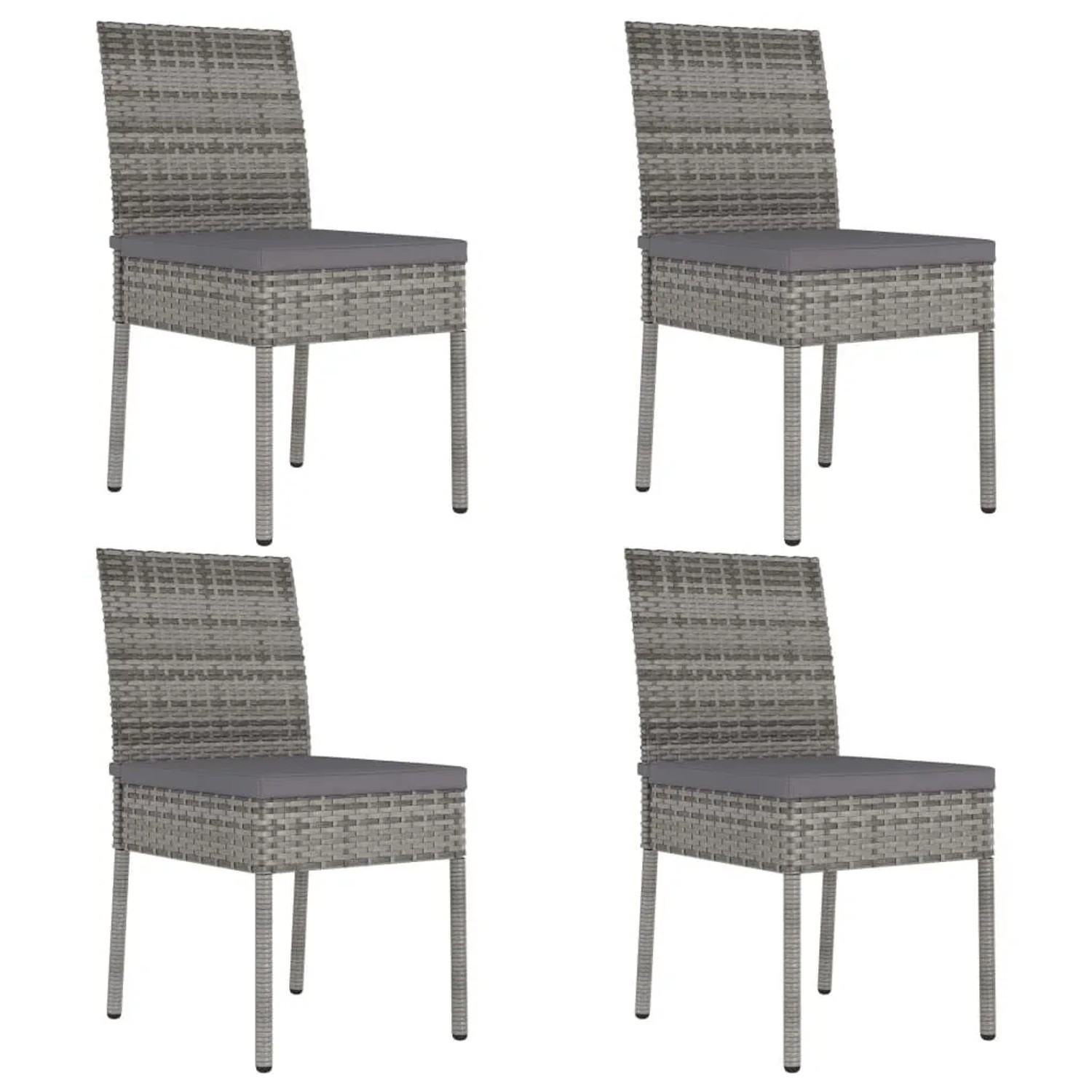 vidaXL Garten-Essstühle 4 Stk Poly Rattan Grau 315109