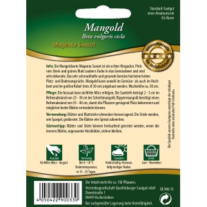 Saatgutpackung Quedlinburger Mangold Magenta Sunset, Gemüsesamen für farbenfrohe Beete.