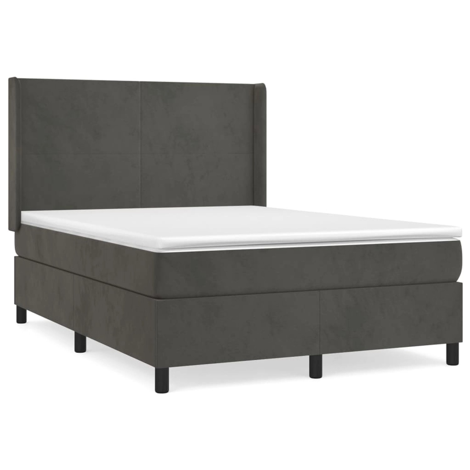 vidaXL Boxspringbett mit Matratze Dunkelgrau 140x200 cm Samt1378508 günstig online kaufen