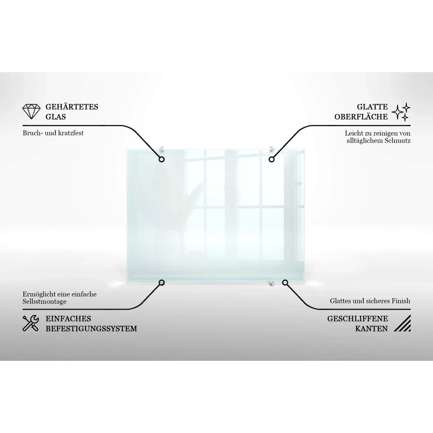 Tulup Küchenrückwand Glas Transparent Glasplatte für die Küche Transparent 80x60 cm Glasrückwand für die Küche Transparent_3