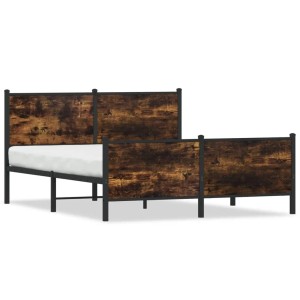 vidaXL Metallbett ohne Matratze Räuchereiche 160x200 cm 3301354