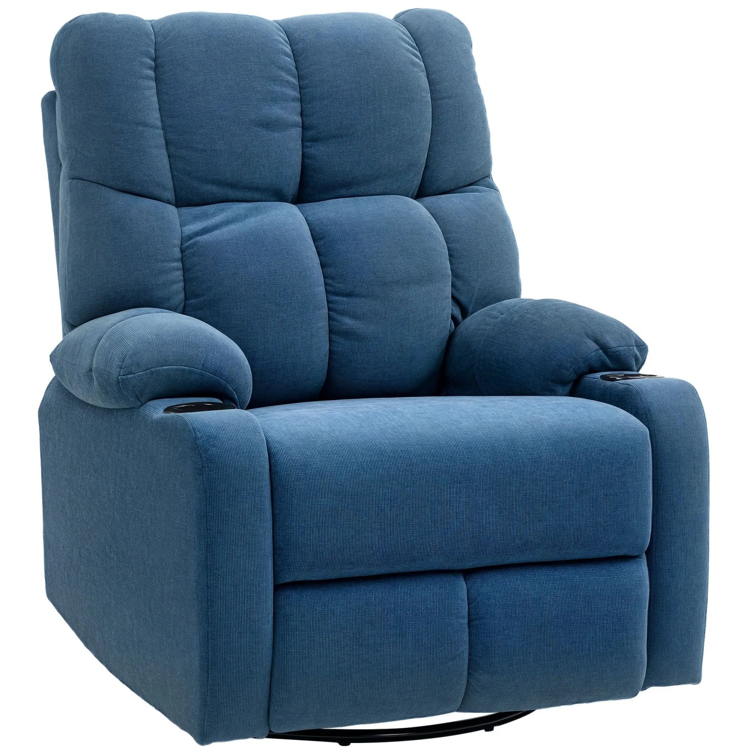 HOMCOM Relaxsessel mit Liegefunktion Polyester Stahl Blau 88L x 96B x 108H cm