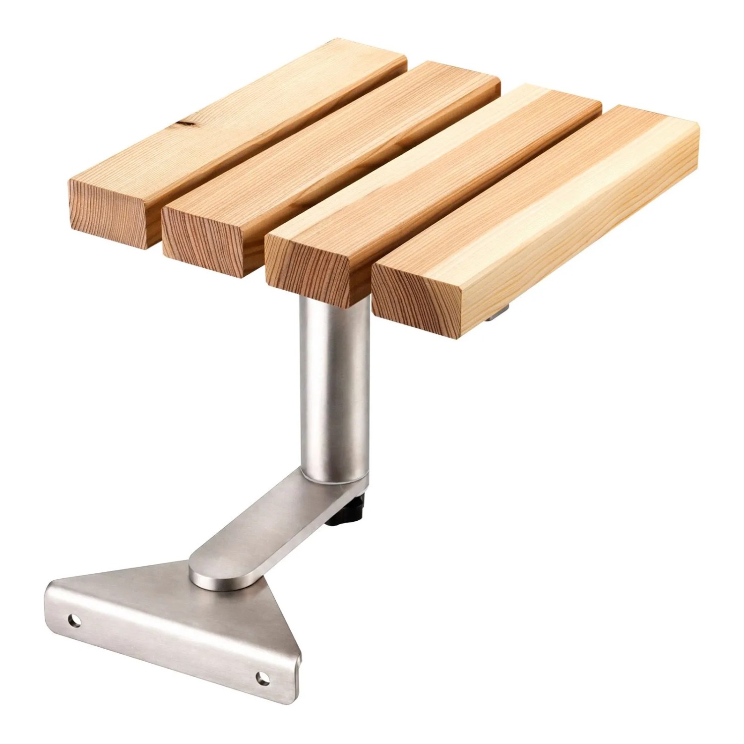 SOTECH Anbautisch LOUNGER Edelstahl SS304 Geschliffen 315 x 330 mm mit Massiven Holzlatten 39 x 70 mm Aus Lärche für Gartenliege Sonnenliege