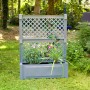Grauer KHW Pflanzkasten mit Spalier, 140x100x43 cm, bepflanzt mit Blumen und Grünpflanzen.