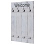 Weiße MCW Wandgarderobe im Shabby Chic Stil mit 8 Haken und "Welcome" Schriftzug.