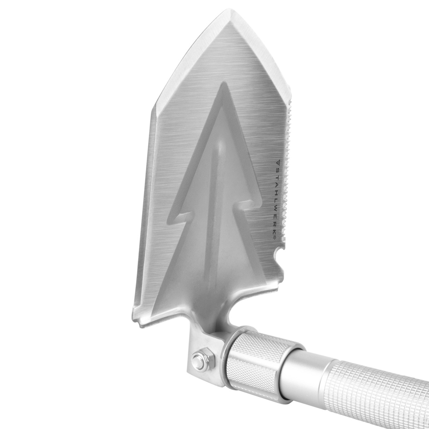 STAHLWERK Multitool Klappspaten: Schaufel aus Edelstahl, um 90° drehbar.