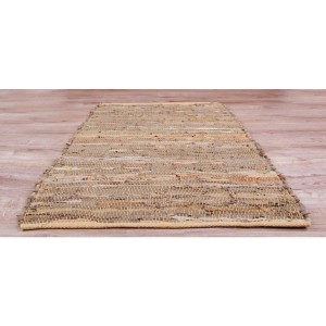 Beiger Bestlivings Leder Flickenteppich, 70x180 cm, moderner Teppich