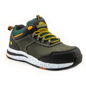 Workpower Sicherheitshalbschuh S3 Tann, dunkelgrau-orange, Gr. 44. Arbeitsschuh mit Durchtrittschutz und Kunststoffkappe.