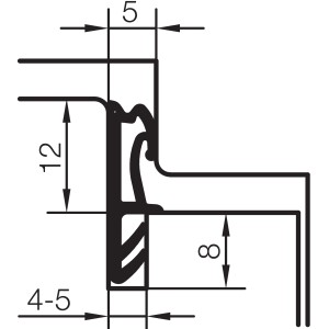 Schnittzeichnung Primo Dichtung Lignum F 45, schwarz, für Holzfenster und Türen, 4-5mm x 6m.