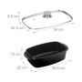 Relaxdays Bräter mit Deckel Aluminium Glas Edelstahl Schwarz Transparent Silber Antihaftbeschichtet 16 cm x 39,5 cm x 22 cm 1,8 kg_4