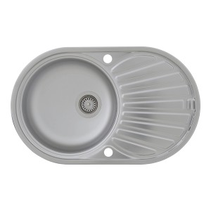 Respekta Einbauspüle Cansas, 77x48 cm, Edelstahlspüle mit Abtropffläche.