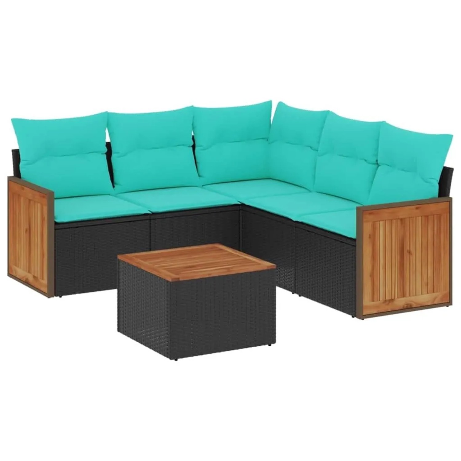 vidaXL 6-Tlg Gartensofa-Set mit Kissen Schwarz Polyrattan 3227646 günstig online kaufen