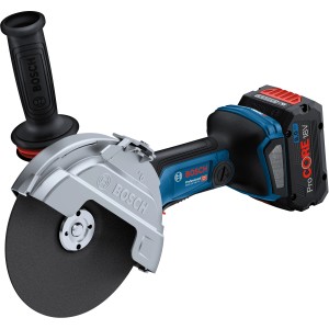 Bosch Professional Akku-Winkelschleifer GWS 18V-180 PC Solo mit Akku und Griff.