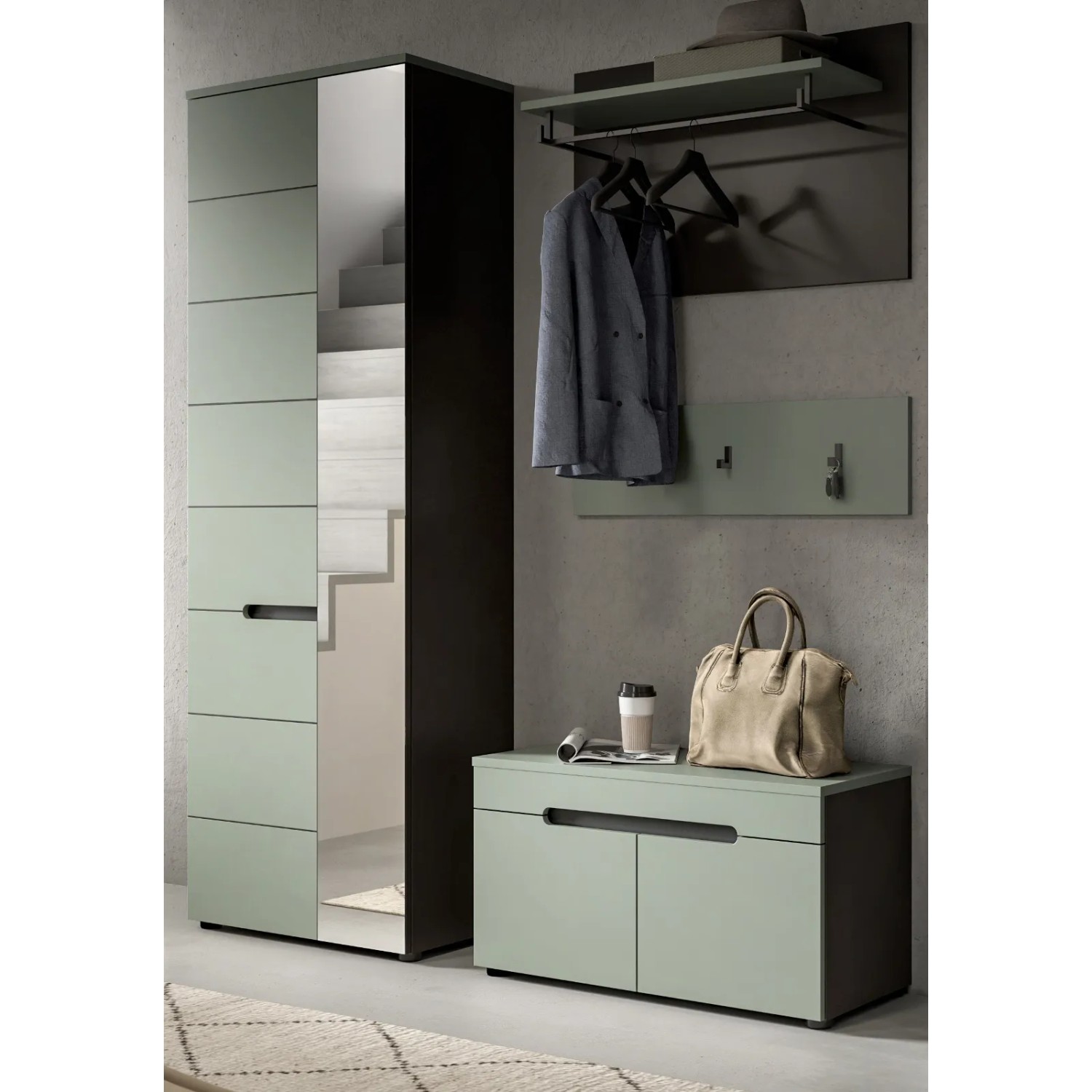 Inn.Furn Garderoben-Set 4-teilig in Salbei und Grau 160 cm Cooper_3