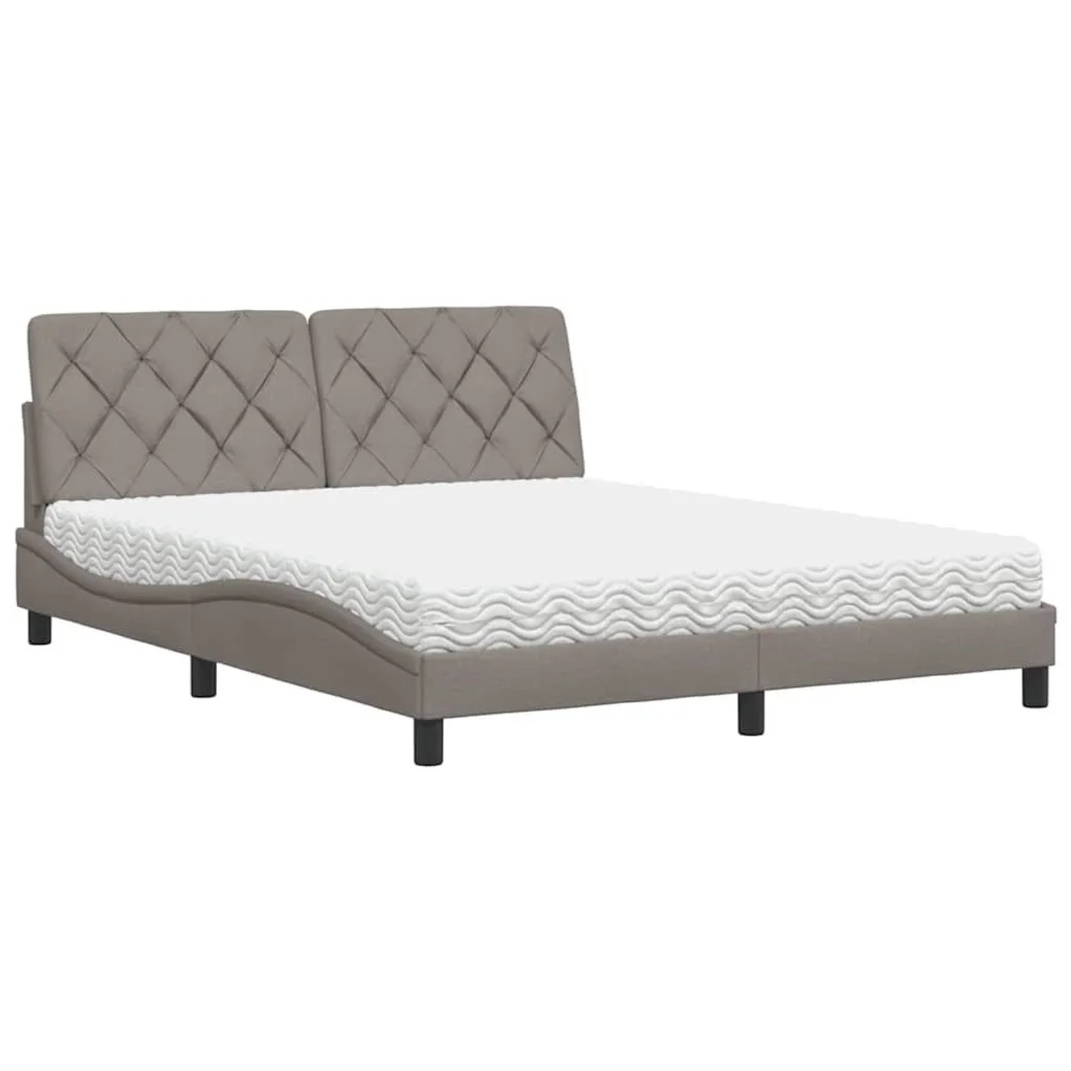 vidaXL Bett mit Matratze Taupe 160x200 cm Stoff 3310752