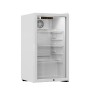 Weißer PKM Kühlschrank GKS83W mit Glastür und Touch-Display. Ideal für Getränke.