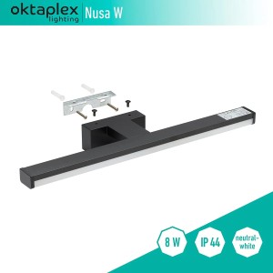 Oktaplex LED Spiegelleuchte, 40cm, schwarz, neutralweißes Licht, inklusive Montagezubehör.