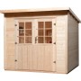 WEKA Holz-Gartenhaus Taro A Natur, 235x240 cm, mit Doppeltür und Pultdach. Gartenhaus aus Fichtenholz.