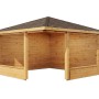 Imprägnierte 5-Eck Gartenlaube Maik-40 aus Fichtenholz, 425x425 cm, mit Spitzdach.
