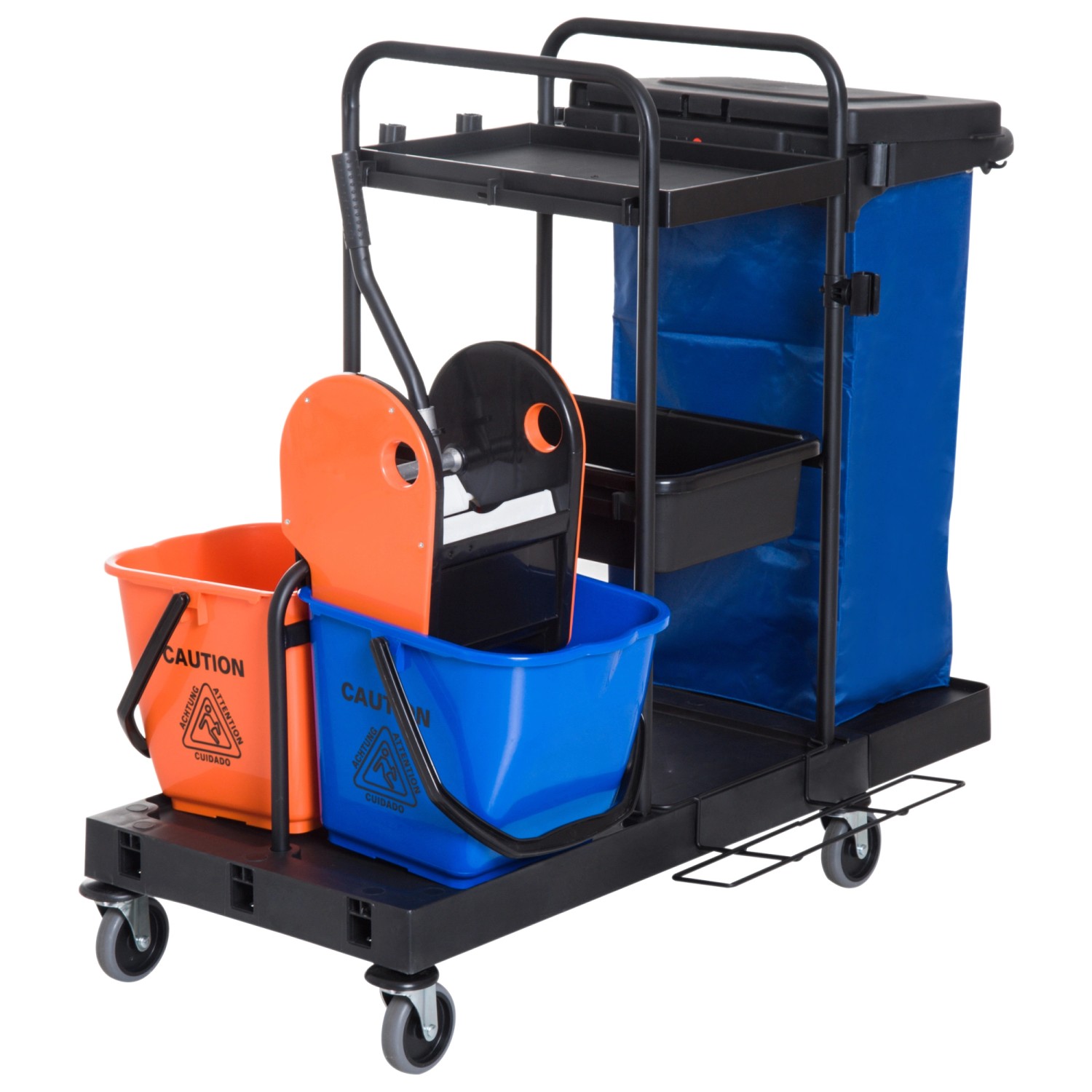 Thumbnail - HOMCOM Putzwagen mit 4 Leichtgängigen Rollen Schwarz Blau Orange 111x63,3x103cm