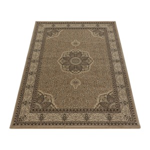 Beiger Orientteppich Kashmir mit floralem Muster, 160x230 cm. Dekorativer Teppich für Wohnräume.